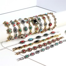 10Pcs/Lot Antique Vintage Bohemian Ethnic Metal Charm Bracelet Jewelry For Women - £43.98 GBP