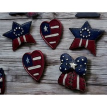 Vintage USA Flag Pins Lapel Jacket Stars Hearts Bow Patriotic Folk Art Lot of 5 - £13.56 GBP