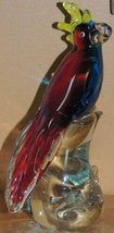 Art Glass Bird / Parrot Red &amp; Blue 8.5&quot; unmarked Italian Murano - $17.09