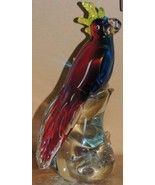 Art Glass Bird / Parrot Red &amp; Blue 8.5&quot; unmarked Italian Murano - £13.44 GBP