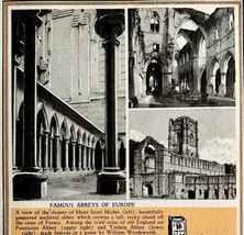 1937 Famous Abbeys of Europe Print Religious History Mont Saint Michel DWN8B - £23.51 GBP