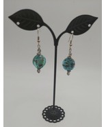 JEWELRY Aqua Stone W/ Multicolor Inside Round Dangling Earrings Costume - £3.90 GBP