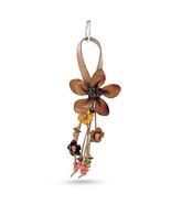 Hanging Brown Bouquet of Leather Flowers &amp; Wood Accented Keychain - £14.57 GBP