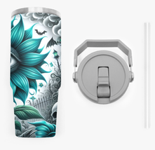 Teal Halloween Flower Eye Design Tumbler - $36.99