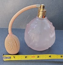 Pink Frosted Floral Perfume Dispenser Vtg Pump Bottle Empty Refillable READ - £15.26 GBP