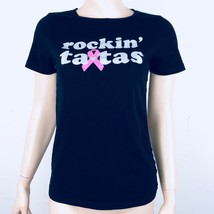 Rockin&#39; Tatas Womens S Breast Cancer Awareness T Shirt Black Short Sleeves - $27.14