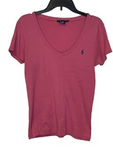Ralph Lauren Sport Women T-Shirt V-Neck Soft Cotton Tee Embroidered Pink... - £15.81 GBP