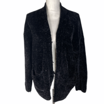Sanctuary Cardigan Sweater Womens XS Black Shiny Chunky Knit Pockets Long Sleeve - £15.03 GBP