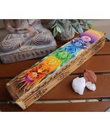 LIMITED! 7 Chakra Wooden Incense Box for Cones and Sticks with Storage 12&quot; - €24,96 EUR