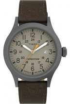 Timex Expedition Scout 40mm Khaki Case with Dark Brown Leather Strap  Watch - £44.81 GBP