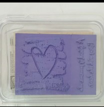 Stampin Up Listen With The Heart Set Of 2 Wood Unmounted Rubber Stamps 2004 - £8.18 GBP