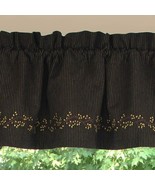New Primitive Ticking Balck Window Valance with Berry Vines - $38.29 CAD
