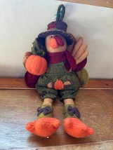 Cute Felted Fabric Stuffed Scarecrow Turkey Thanksgiving Holiday Decoration  – - £8.99 GBP