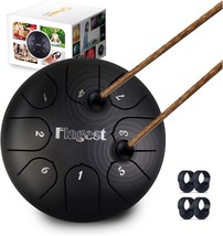 Flagest Steel Tongue Drum 8 Notes 6 Inches Nature Black C-Key with Mallets, - £29.81 GBP