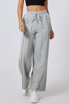 Gray Seamed Drawstring High Waist Wide Leg Sweatpants - $31.25