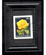 Framed Stamp Art - Hungarian Postage Stamp - Yellow Rose - $184.99 MXN
