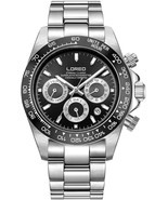 LOREO Mens Automatic Watch Silver Stainless Steel Sapphire Glass Ceramic Bezel D - $145.38