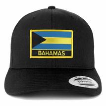 Trendy Apparel Shop Flexfit XXL Bahamas Flag Retro Trucker Mesh Cap - Black - £20.18 GBP