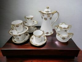 ANTIQUE Nippon Hand-Painted Floral Chocolate Set 5 Cups Saucers Creamer ... - $3,722.21 MXN