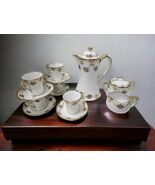 ANTIQUE Nippon Hand-Painted Floral Chocolate Set 5 Cups Saucers Creamer ... - $3,722.21 MXN