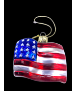 American Flag Christmas Ornament Lao Mai Mercury Glass 2.5&quot; x 2&quot; - $9.49