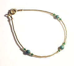 Vintage Gold Filled and Turquoise Beads Bracelet - £17.54 GBP