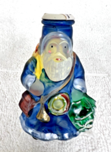 World Christmas Ornament Blue Santa Glass Light Cover Hand Painted Stick... - $12.38