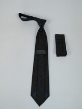 Men's Woven Tie Hankie Set J.Valintin Private Collection R92 Black Plaid Shadow image 2