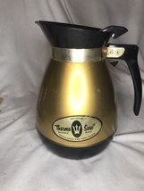Vintage Thermo Serv Double Wall Insulated Coffee Pitcher Server GOLD Retro Decor - £11.86 GBP
