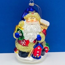 Santa Claus Christmas ornament vtg holiday tree decor glass rainbow north pole  - £11.90 GBP
