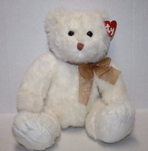 Ty Classic Lacey Teddy Bear 12&quot; White Plush Stuffed Soft Toy Sits Gold B... - $220.93 MXN