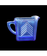 Cobalt Blue vintage Hazel Atlas Glass Creamer chevron - $14.85