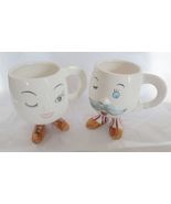 Vintage Enesco Anthropomorphic Winking Couple Mugs Walking Ware Japan - $21.99