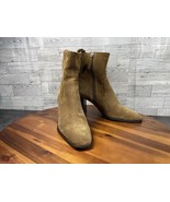 Zara Boots Women 9.5M Shoes Brown Suede Heeled  Comfort Zip Boho Ankle B... - $507.19 MXN