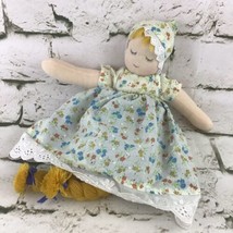 Day To Night Flip Toy Rag Doll Blonde Yarn Hair Blue Dress Stuffed Soft - $19.79