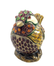 Bejeweled Multicolor Songbird Hinged Metal Enameled Rhinestone Trinket Box 2 in - £20.94 GBP