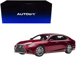 Lexus LS500h Morello Red Metallic with Chrome Wheels 1/18 Model Car by A... - $328.48