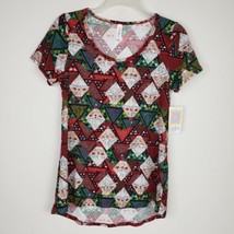 LuLaRoe Christmas Shirt XS Classic T Geometric Santa Distressed Red Green - $6.50