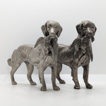 Labrador Gun Dog Figurines, Sculptures, Silver Finished Vintage Pair, Cast Metal - £47.81 GBP