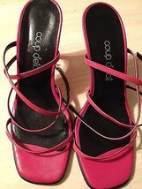 Coup D&#39;Etat Women&#39;s Shoes Pink Strappy Leather Heel Made In Spain Size 7.5 - £24.65 GBP