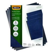 Fellowes Letter Size Binding Covers Expressions Grain, 50-Pack, Navy (52... - $21.99