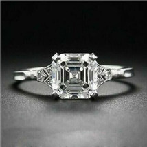 Engagement Ring 2.20Ct Asscher Cut Simulated Diamond 14k White Gold in Size 5.5 - £212.79 GBP