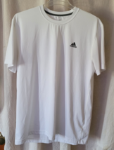 Men&#39;s Adidas 2XL T-Shirt White Short Sleeve Climalite Workout Running Nice - $12.99