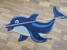 Hand Tufted Rug, Dolphin Design Hand Tufted Wool Area Rug, Carpet For Li... - £19,370.98 GBP