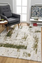 8' X 10' Green and Ivory Abstract Distressed Area Rug - $664.99