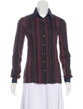 Dolce &amp; Gabbana Striped Shirt XS/2 Long Sleeve Denim cuff/collar buttoned blouse - £39.34 GBP