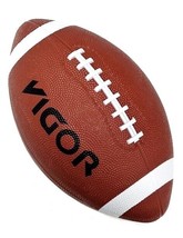 Official Weight &amp; Size No. 5 Vigor Durable Rubber Brown Football w/ White Lines - £11.98 GBP
