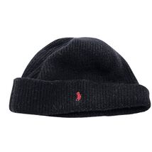 Polo Ralph Lauren Black 100% Lambswool Beanie Hat with Red Pony Logo - $23.76