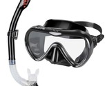 ZEEPORTE Snorkel Set, Sz Med Anti-Fog Tempered Glass Panoramic Diving Mask, - $24.30