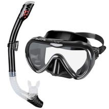 ZEEPORTE Snorkel Set, Sz Med Anti-Fog Tempered Glass Panoramic Diving Mask, - £19.00 GBP